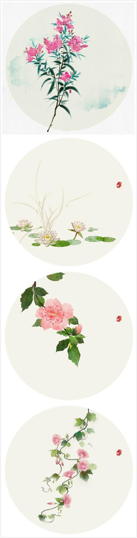 简单素雅的古风花卉插画合集,超喜欢