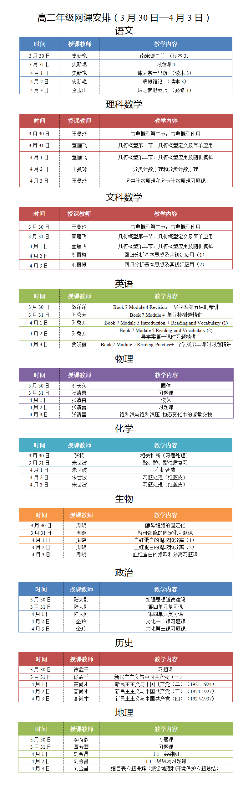 下周课表公布，学生继续上网课？吉林高三4月7日开学！