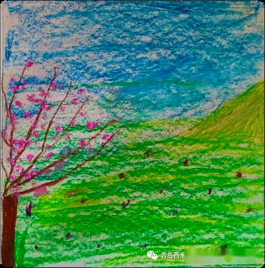 童画美工课05期油画棒风景春日小景齐鲁实小云课堂