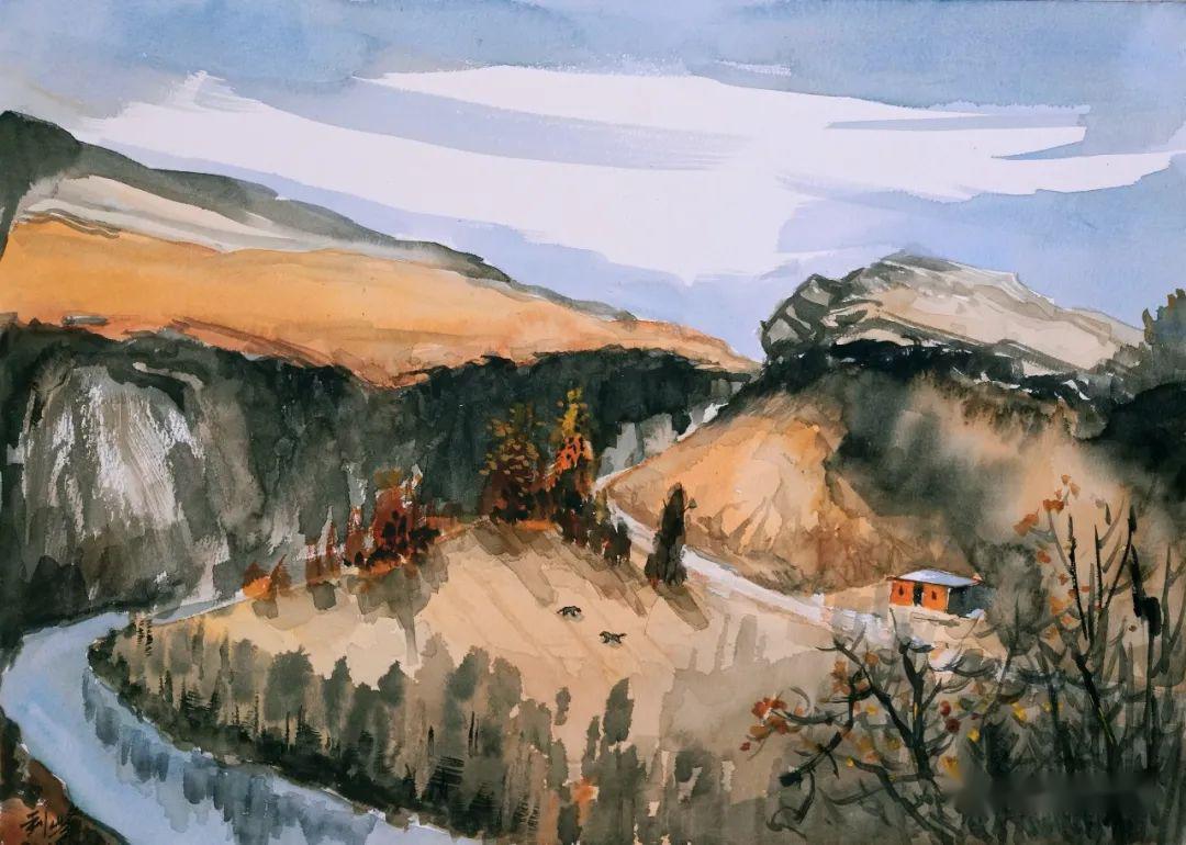 夏利峰 《黄土地》水彩画2019.12.31