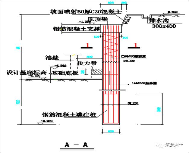 5,桩墙式支护结构: 由围护墙及支撑系统组成(悬臂式,内撑式,锚拉式)