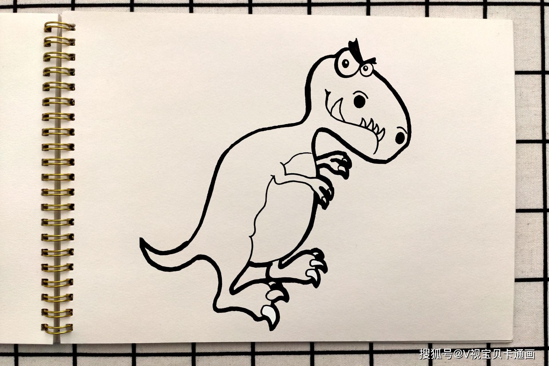 幼儿漂亮儿童画 创意简笔画恐龙怎么画步骤图 咿咿呀呀儿童手工网