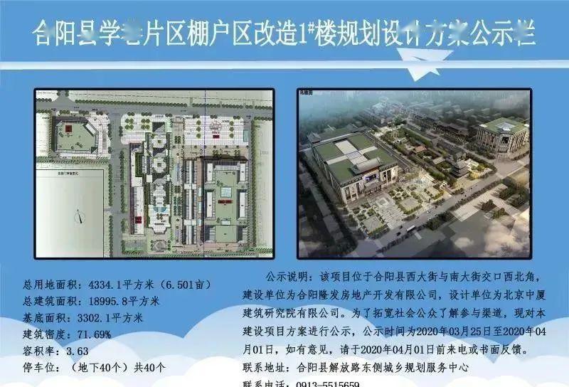 合阳县学巷片区棚户区改造1#楼规划设计方案公示栏