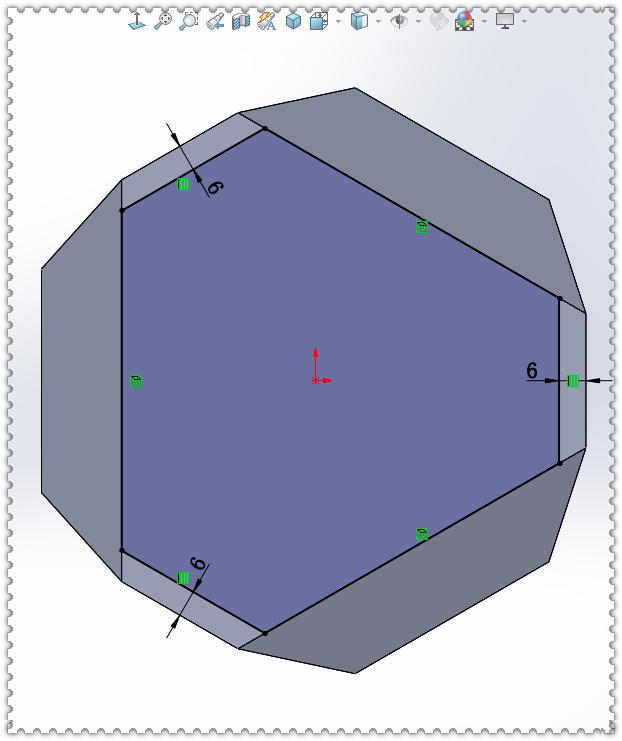 用solidworks建模的正五边形腔体,此图颇为复杂,要建许多基准面