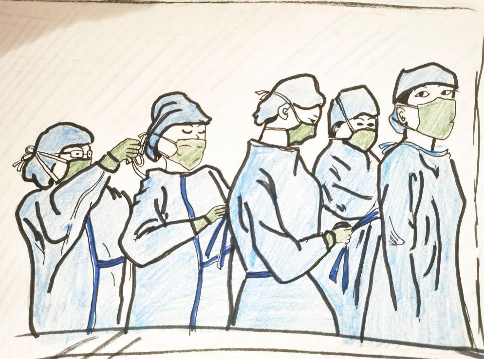市一院80后女护士,手绘画传递最强抗疫力量