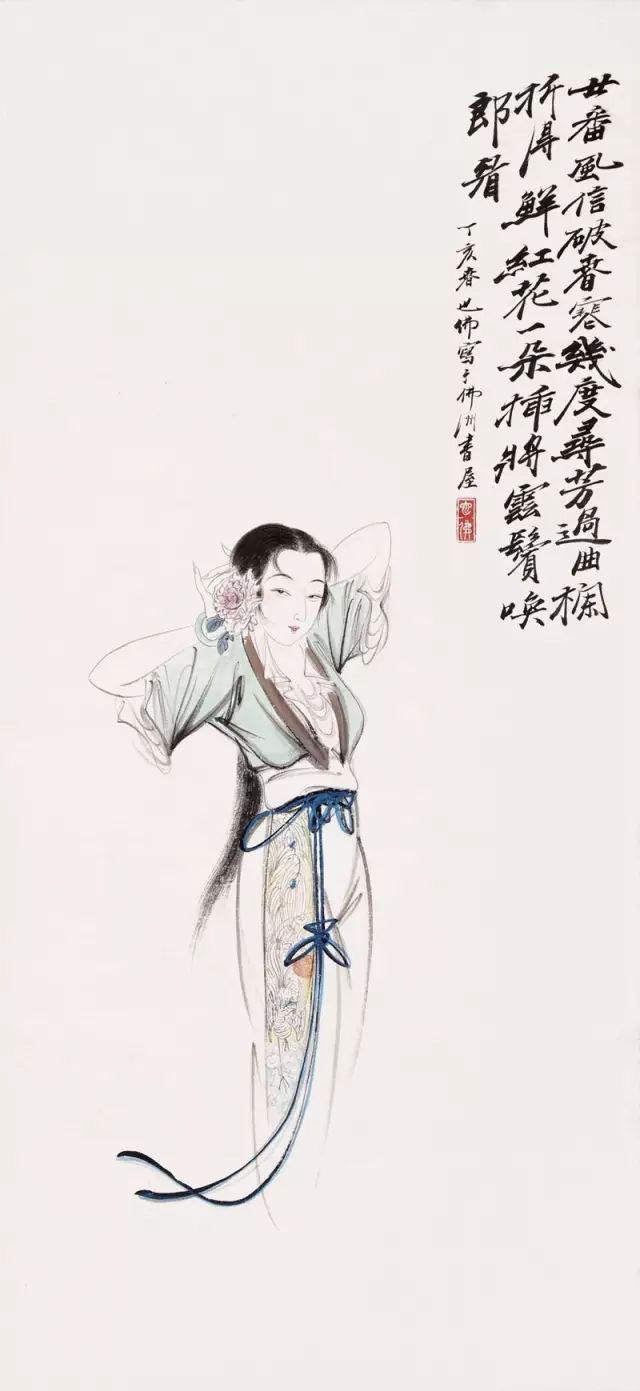其实,他画美女图更独具匠心,而且在年轻的时候还有个外号叫做"齐美人"