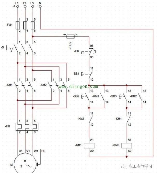 一文详解三相交流电动机正反转互锁电路