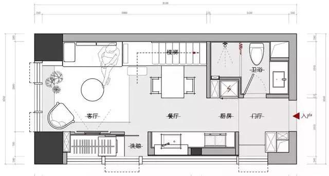 26㎡简约风loft单身公寓地台沙发空中浴缸设计很少见