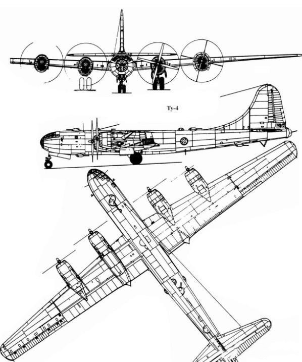 图-4战略轰炸机三视图其中在发展b-4工程当中,倒是遇到了不少的问题.