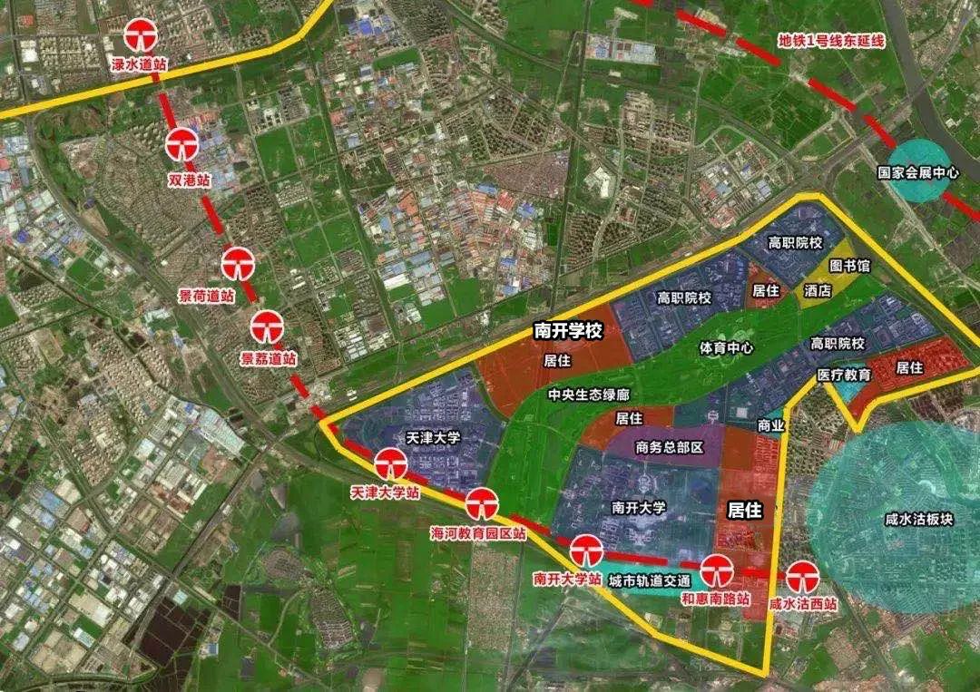 另外一条是地铁6号线南段延长线,该条地铁线在海教园规划4个站点:天津