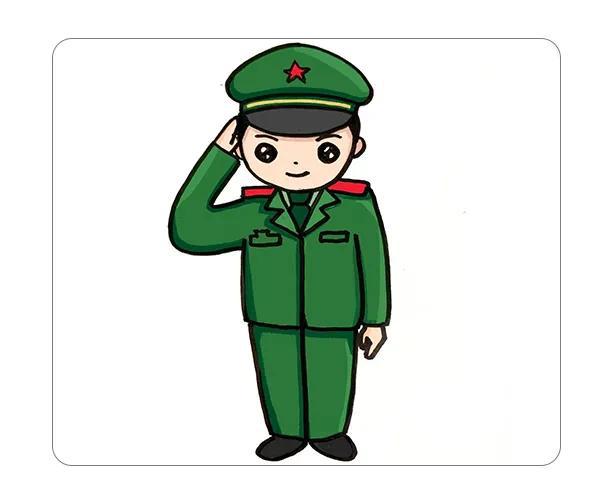 帅气的军人叔叔简笔画【图文 视频教程】