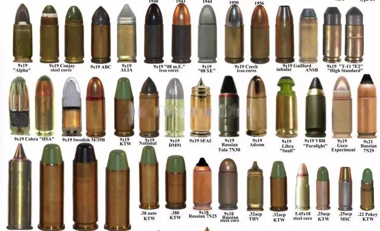 9毫米口径手枪可选择的子弹品种不少