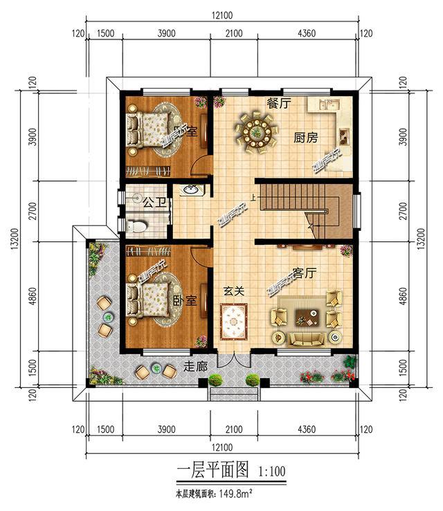 农村别墅130平方的户型设计图展示