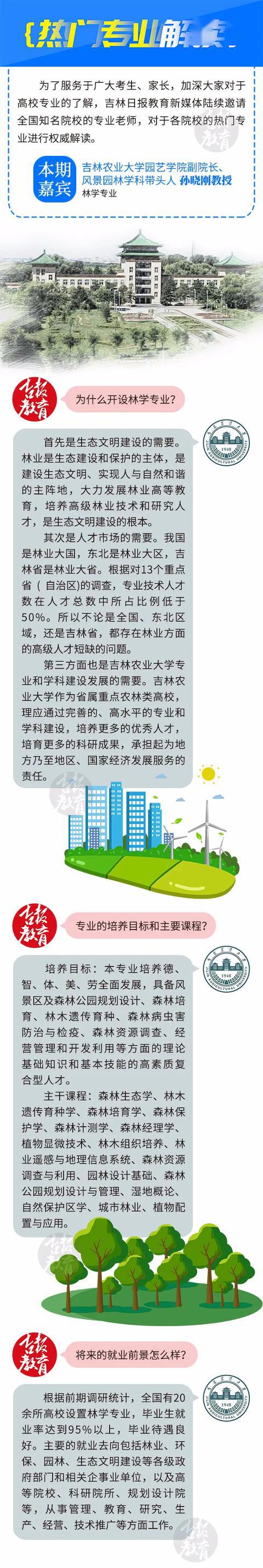 【吉林】长春高三二模4月9日开考；独家解读吉林农业大学林学专业