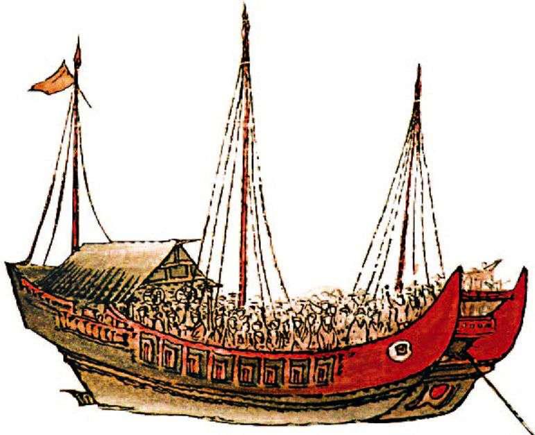船头油刷朱红色便于与其他省份船舶区别,潮汕一带称作"红头船"