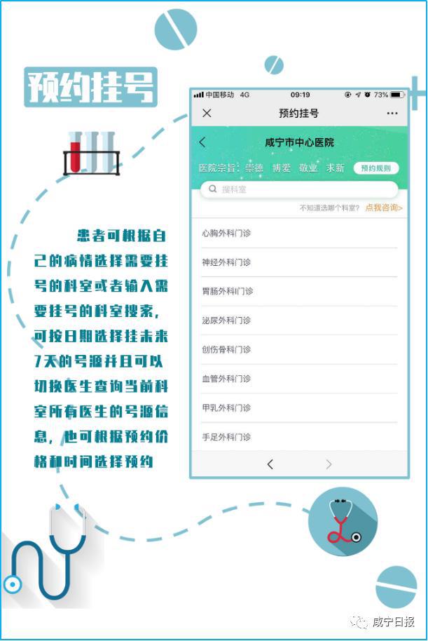 减少聚集就诊咸宁市中心医院可在网上预约挂号