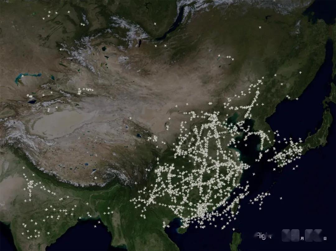 国内部分航班的飞行轨迹雷达图(1月20日高峰期 图片来源:飞友科技air