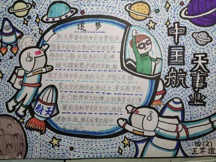 老师要求同学们做一幅以"中国的航天事业"为主题的手抄报