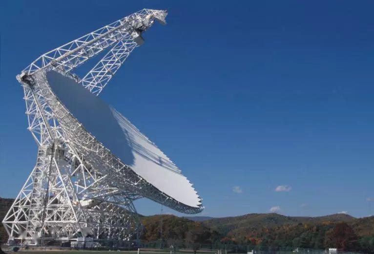 (e)2000年建设的美国green bank 110m×100m射电望远镜(f)2010年建设