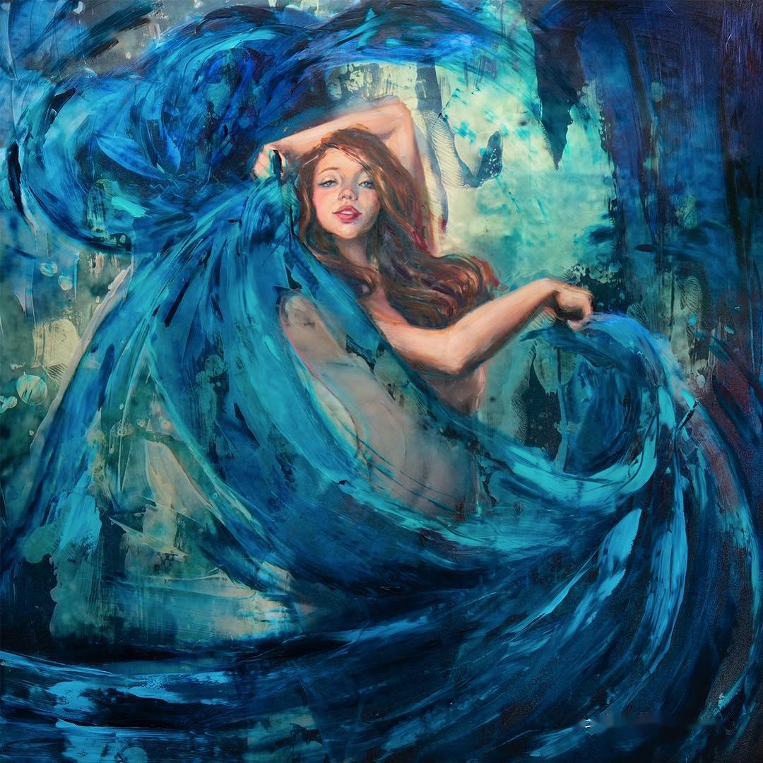 火了!画中的美人鱼充满极致诱惑,90后美女画家惊艳全网,太美太性感!