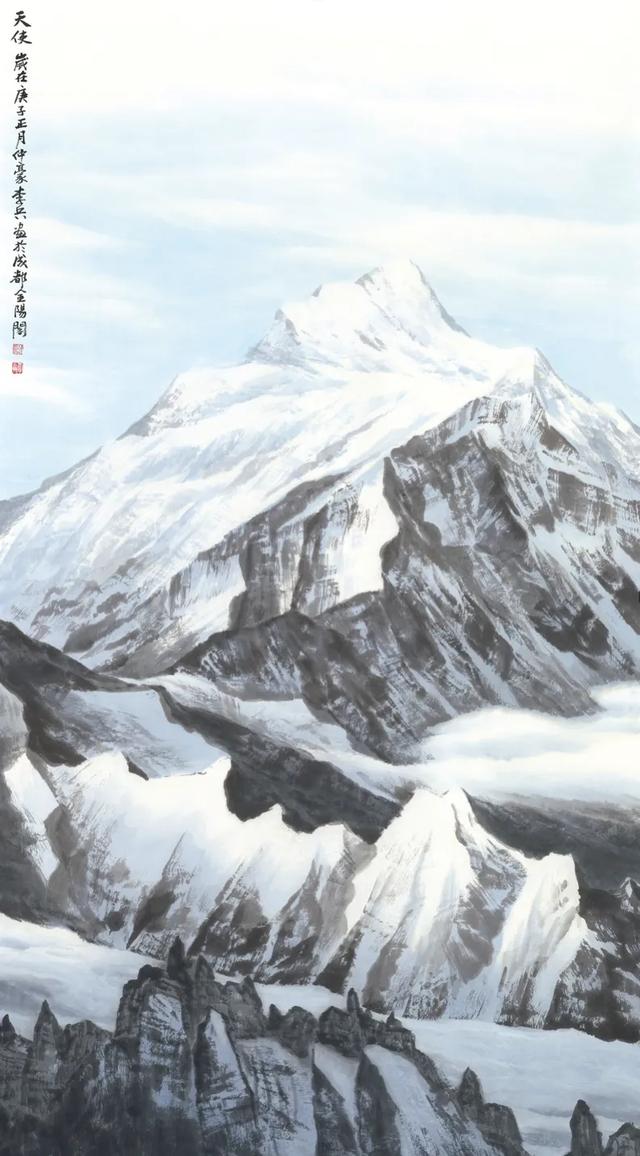 中国水墨高原雪山画法创始人,李兵山水画欣赏