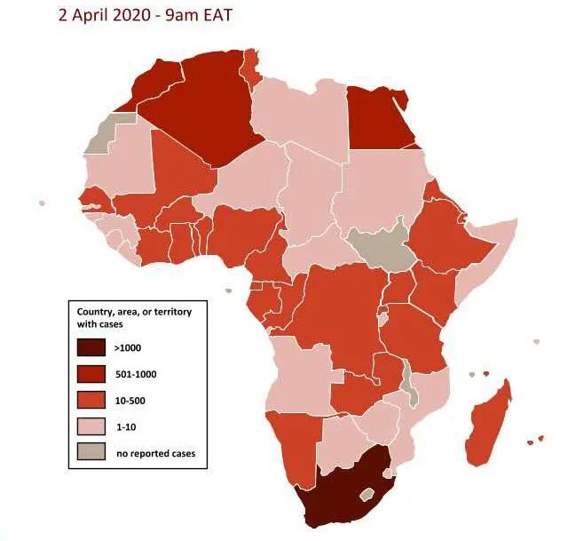 截至4月2日,非洲出现新冠肺炎疫情的国家达49个. 图源:africacdc.org图片