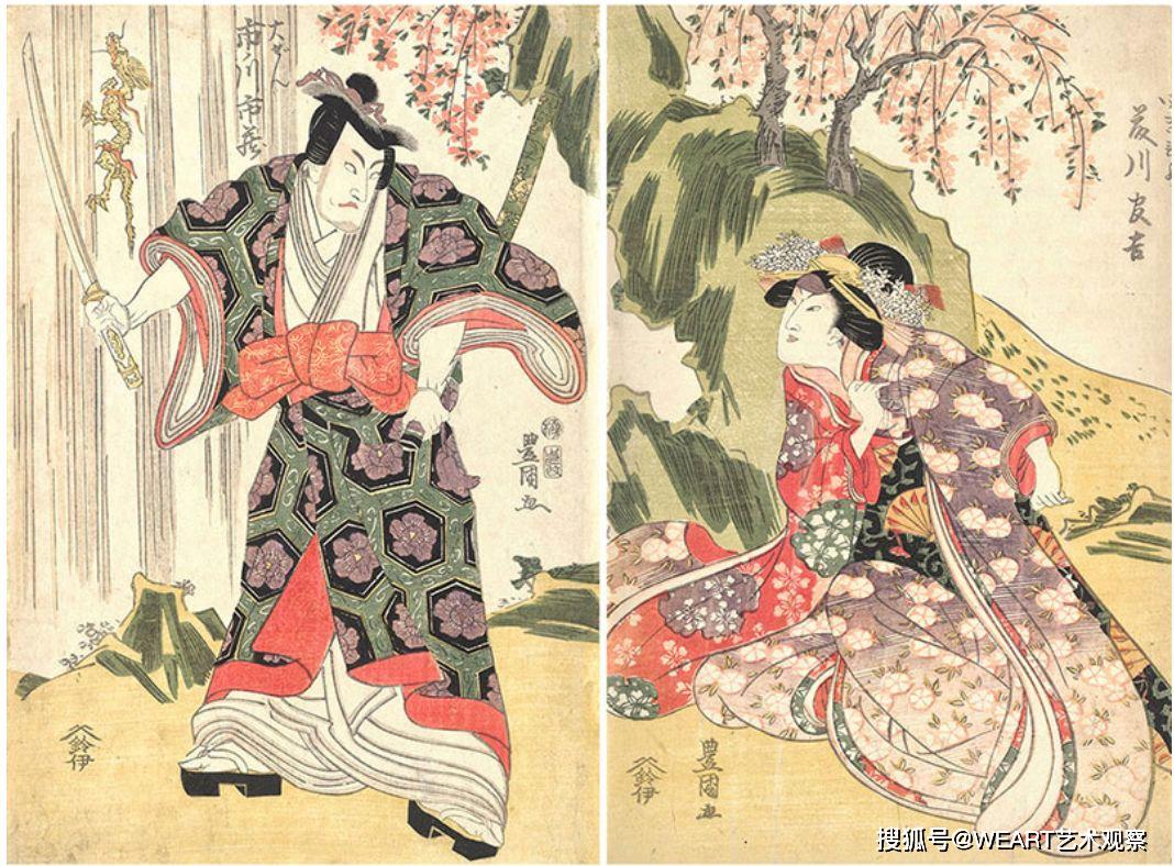 歌川丰国,《芝居絵(桜春滝之図)》