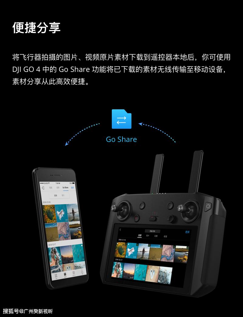 dji 带屏遥控器 适配"御"mavic 2 航拍无人机