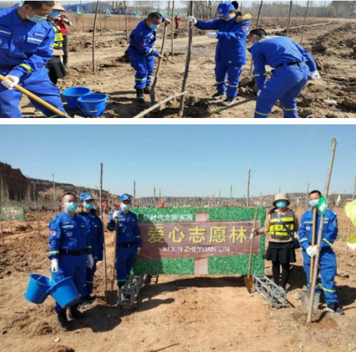 绿化国土 建设国家森林——寿阳蓝天救援队参加神武村植树活动