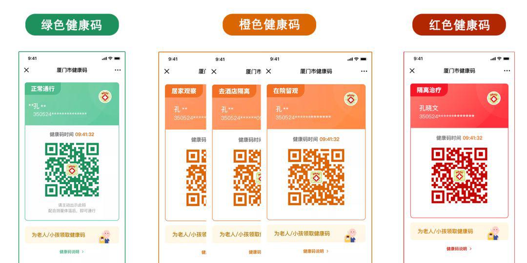 厦门健康码以 "绿码行,橙码管,红码禁"来判断个人健康风险等级,健康