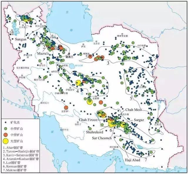 伊朗铜矿分布图