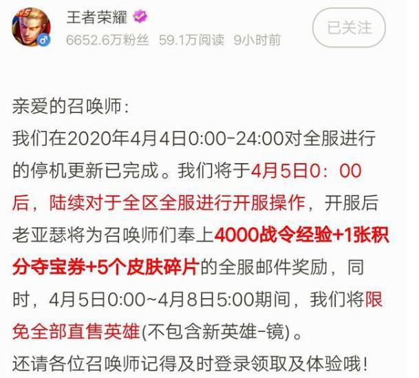 王者荣耀：天美亏大了，停服1天白嫖20碎片，还能免费拿武则天？