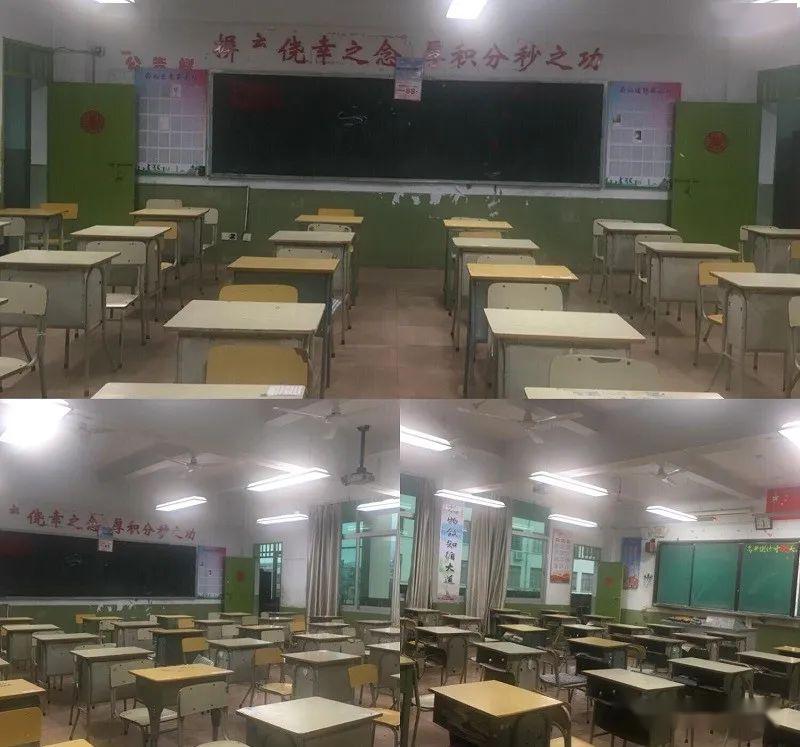 打扫清洁后的教室,窗明几净,每间教室内不超过35人,学生座位拉开间距