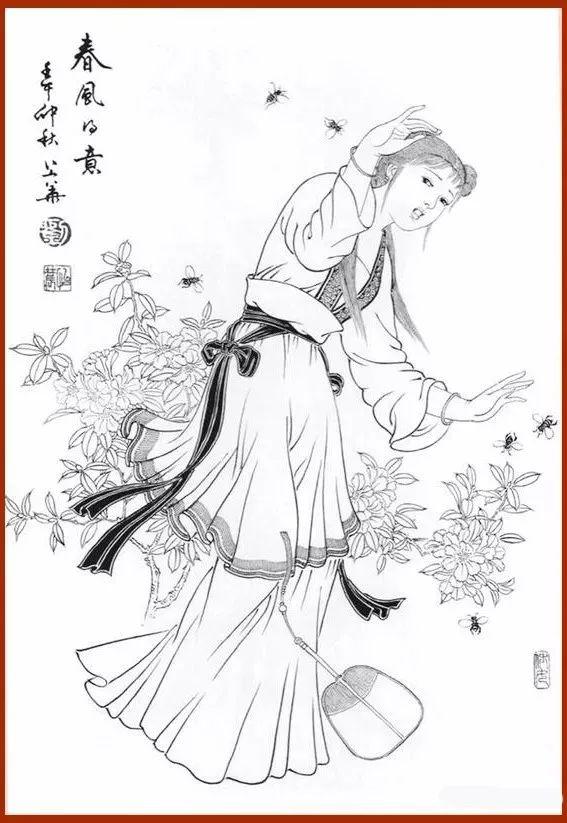 精美白描人物线稿值得收藏