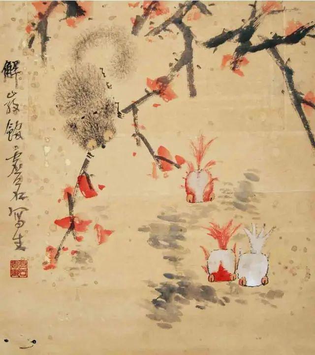 「清」虚谷21幅精品花鸟画赏析_松鼠