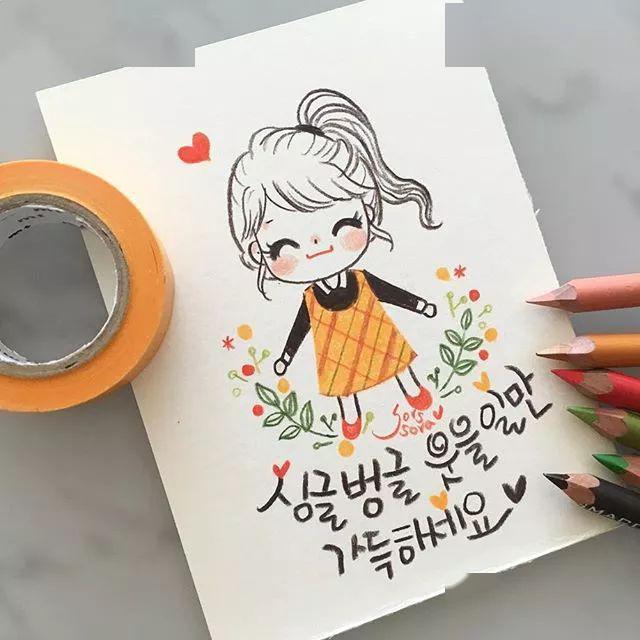 100张可爱小女孩彩铅简笔画,萌爆的小清新,千万不能错过!