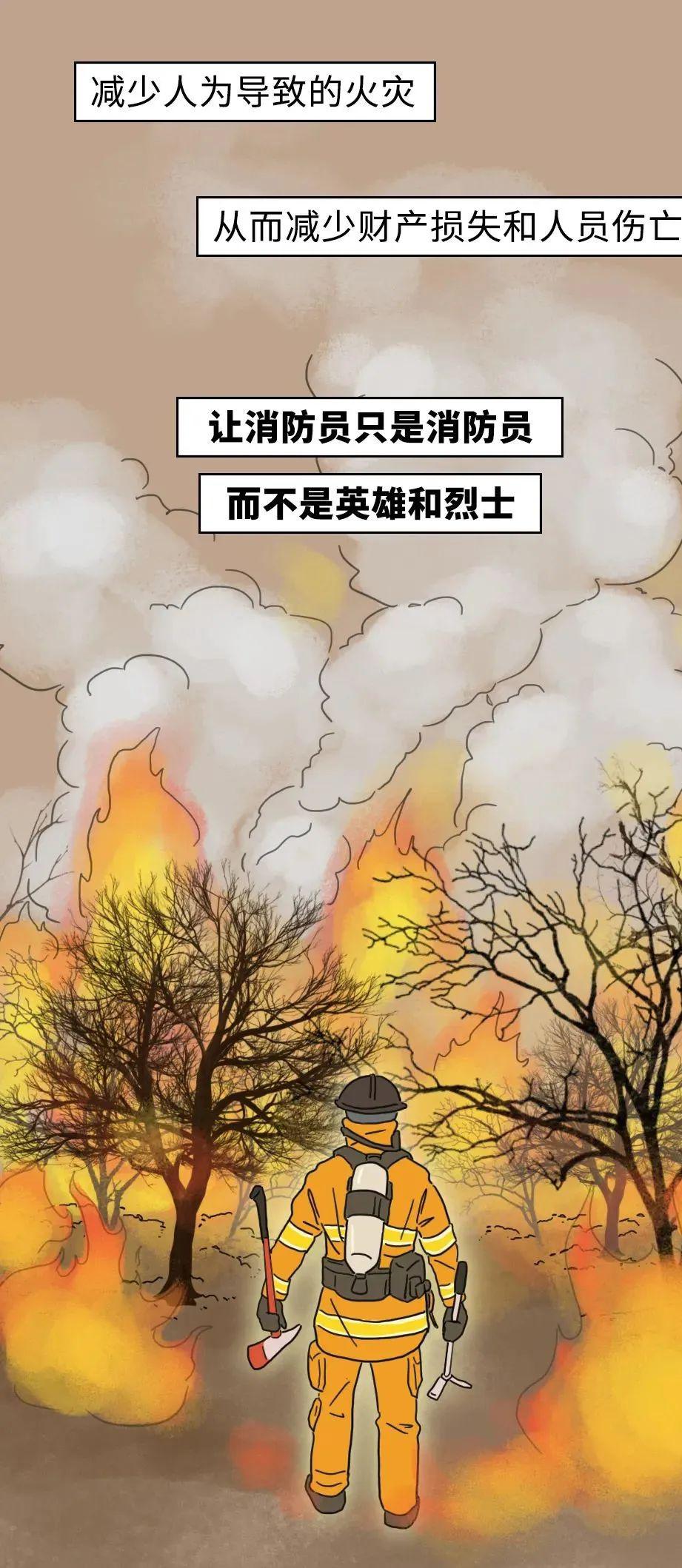 这幅漫画画出了森林起火全过程.