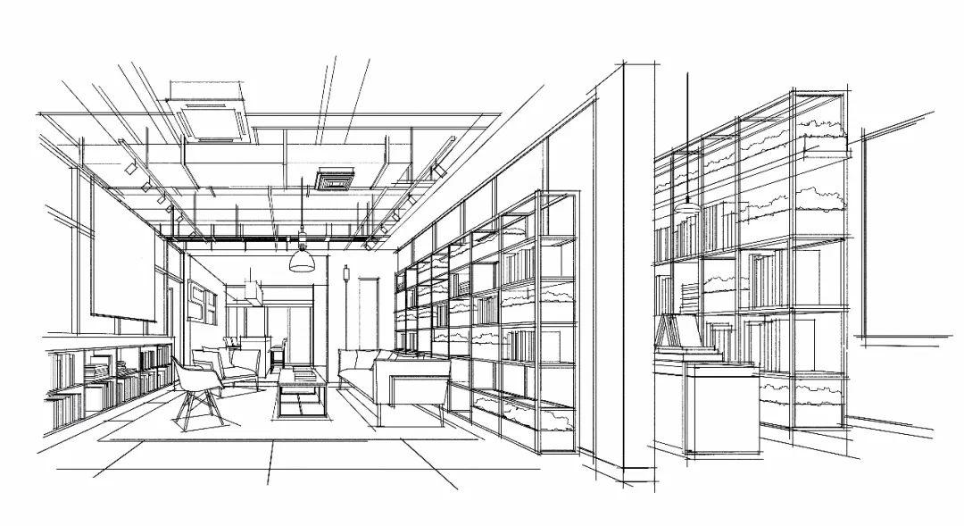 100张室内空间线稿手绘高清电子稿!