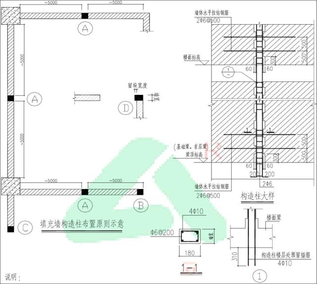 分户墙两自由端设置构造柱