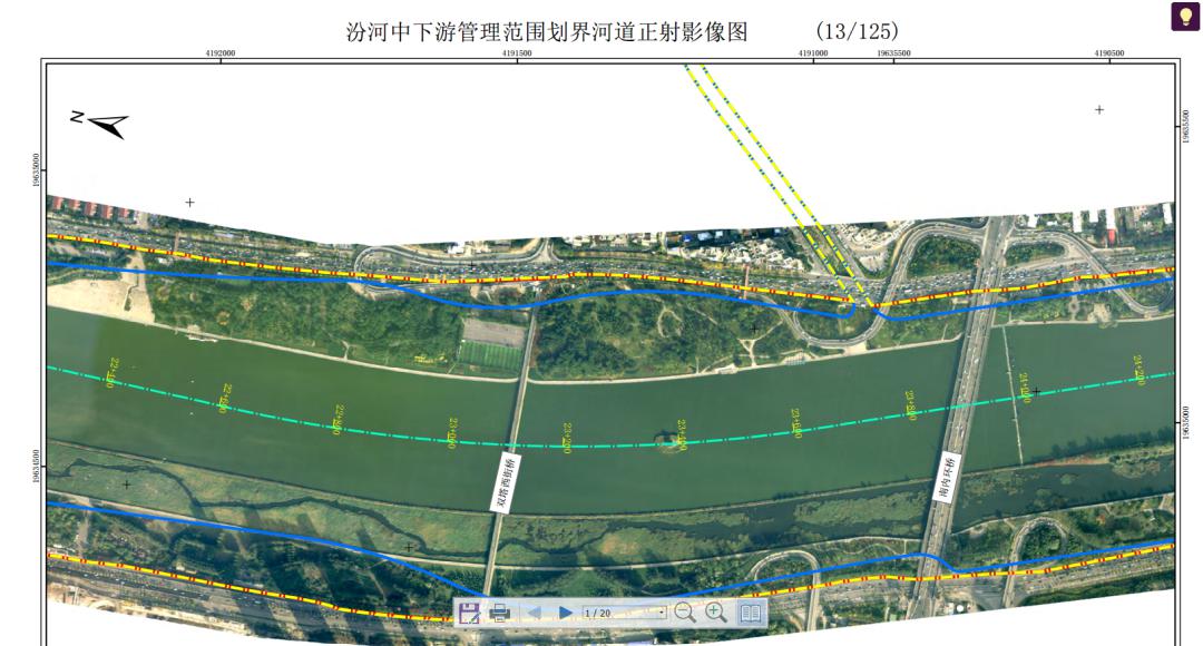 1,汾河(小店区段)河道管理范围划界起点为南内环桥(桩号k23 894,终点