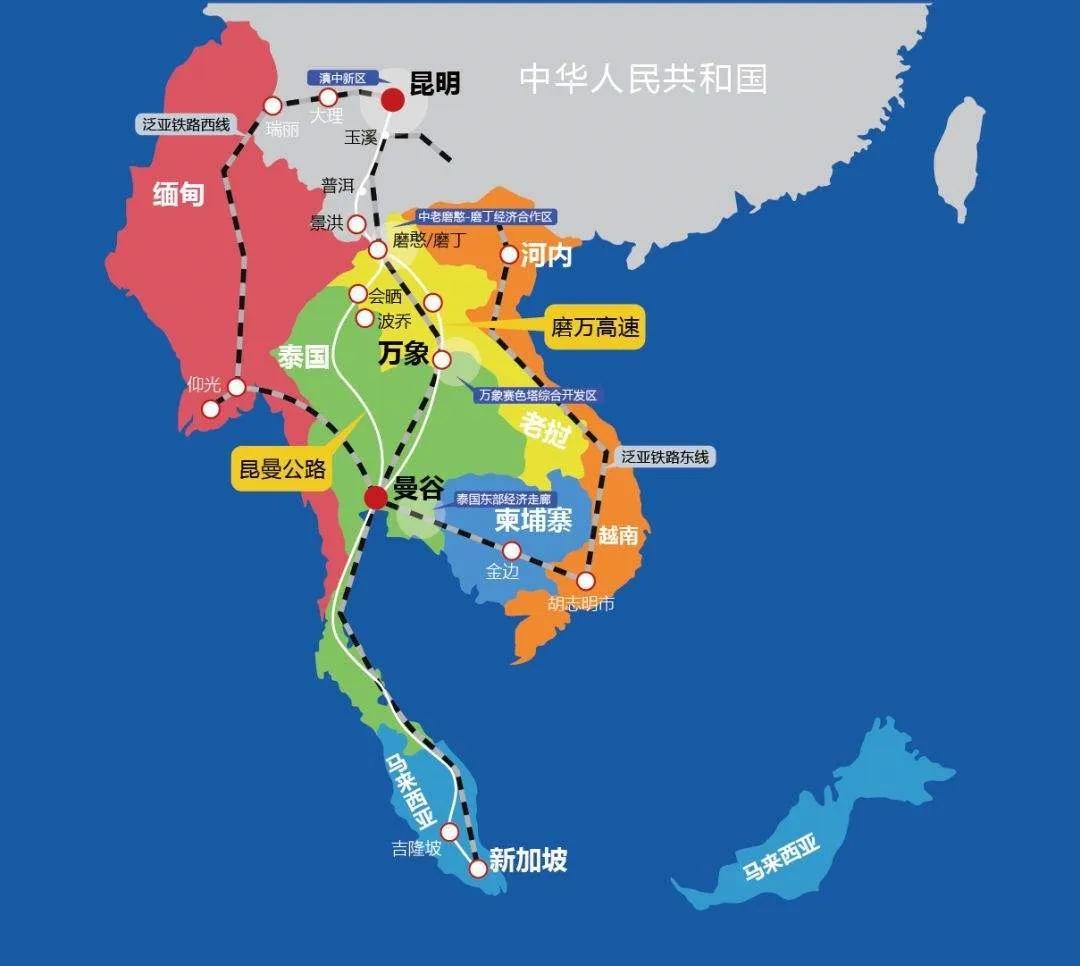 泛亚铁路(东南亚部分)示意图