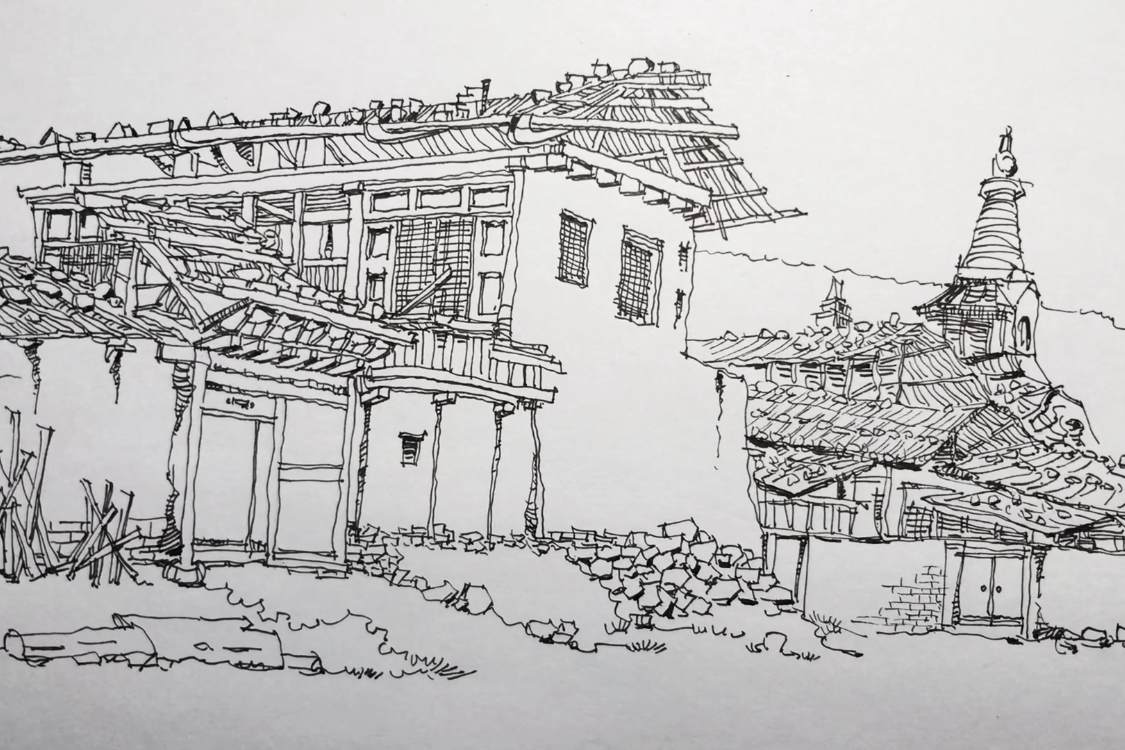 零基础学钢笔画古村落风景速写应该怎样画?实用手绘线稿临摹训练