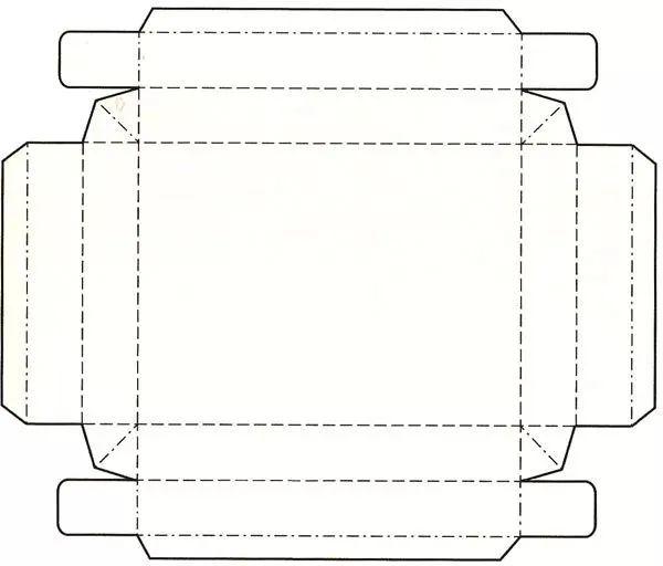 盘式包装盒结构是由纸板四周进行折叠咬合,插接或粘合而成型的纸盒
