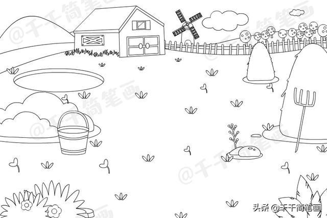 乡下人家农家小屋简笔画图片大全简单又好看的田园风景快收藏