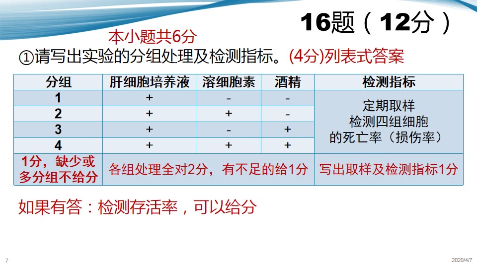 「生物」最新！2020届北京西城高三生物一模内部评分标准分析