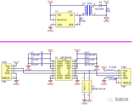 dcdc隔离电源隔离usb隔离can隔离485原理图pcb图等参考设计开源分享