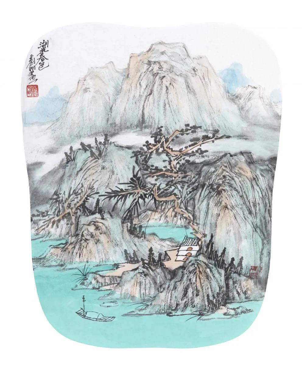 刘明博士春景山水画欣赏:临春风,思浩荡