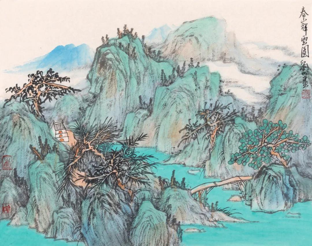 刘明博士春景山水画欣赏:临春风,思浩荡