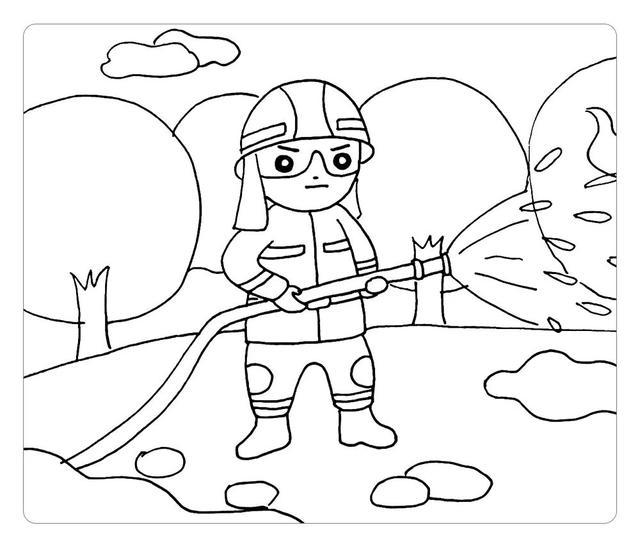 小朋友们,大家好~今天我们画一幅消防英雄的简笔画,表现的是消防战士