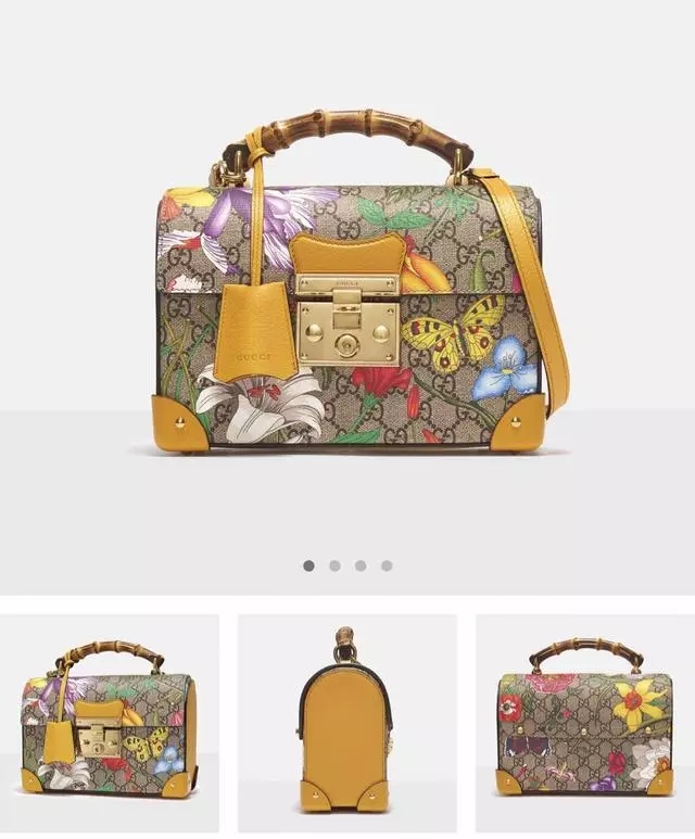 gucci flora印花padlock竹节包